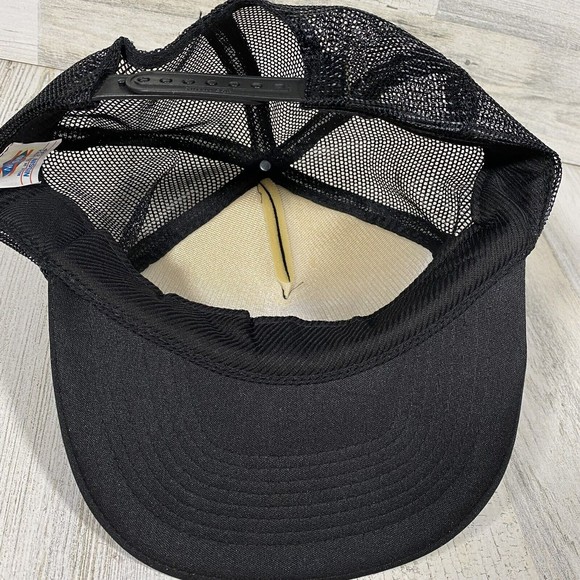 Vtg Nissin Snapback Black Trucker Hat Mesh Foam Cap Wayne Peterson Home Repairs - Picture 4 of 5